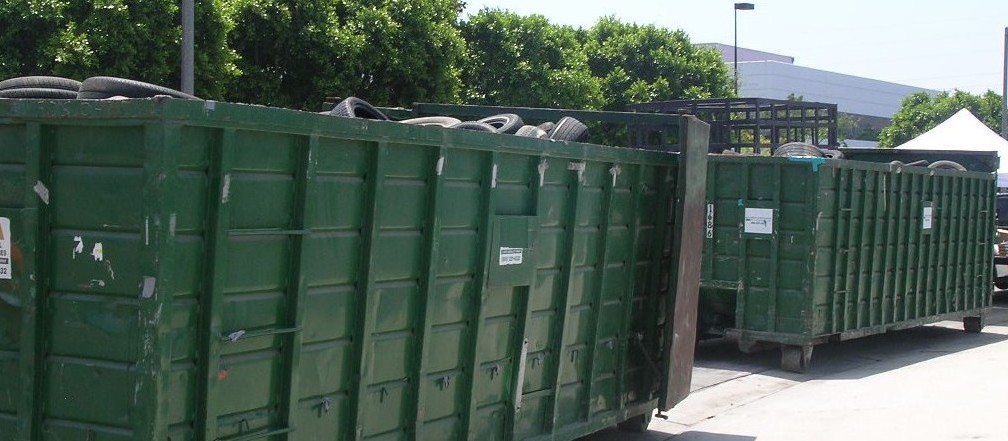 bins are filled with tires