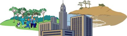 Building, scenery, and people